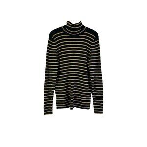 Lauren Ralph Lauren Metallic Stripe Ribbed Knit Turtleneck Sweater